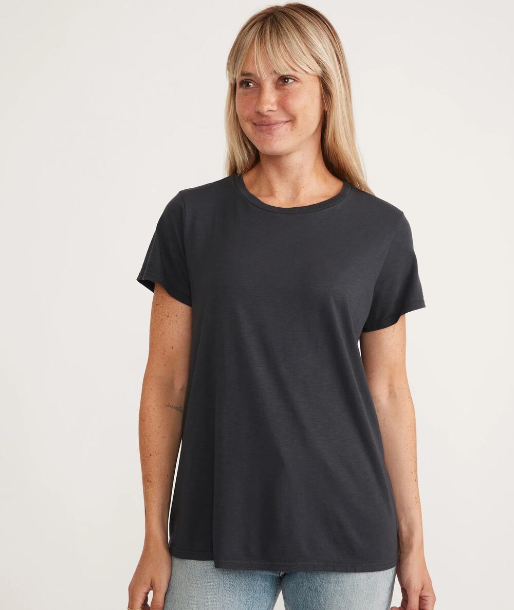 Marine Layer Large Swing Crew Tee Black Faded Short Sleeve Scoop Neck Crewneck